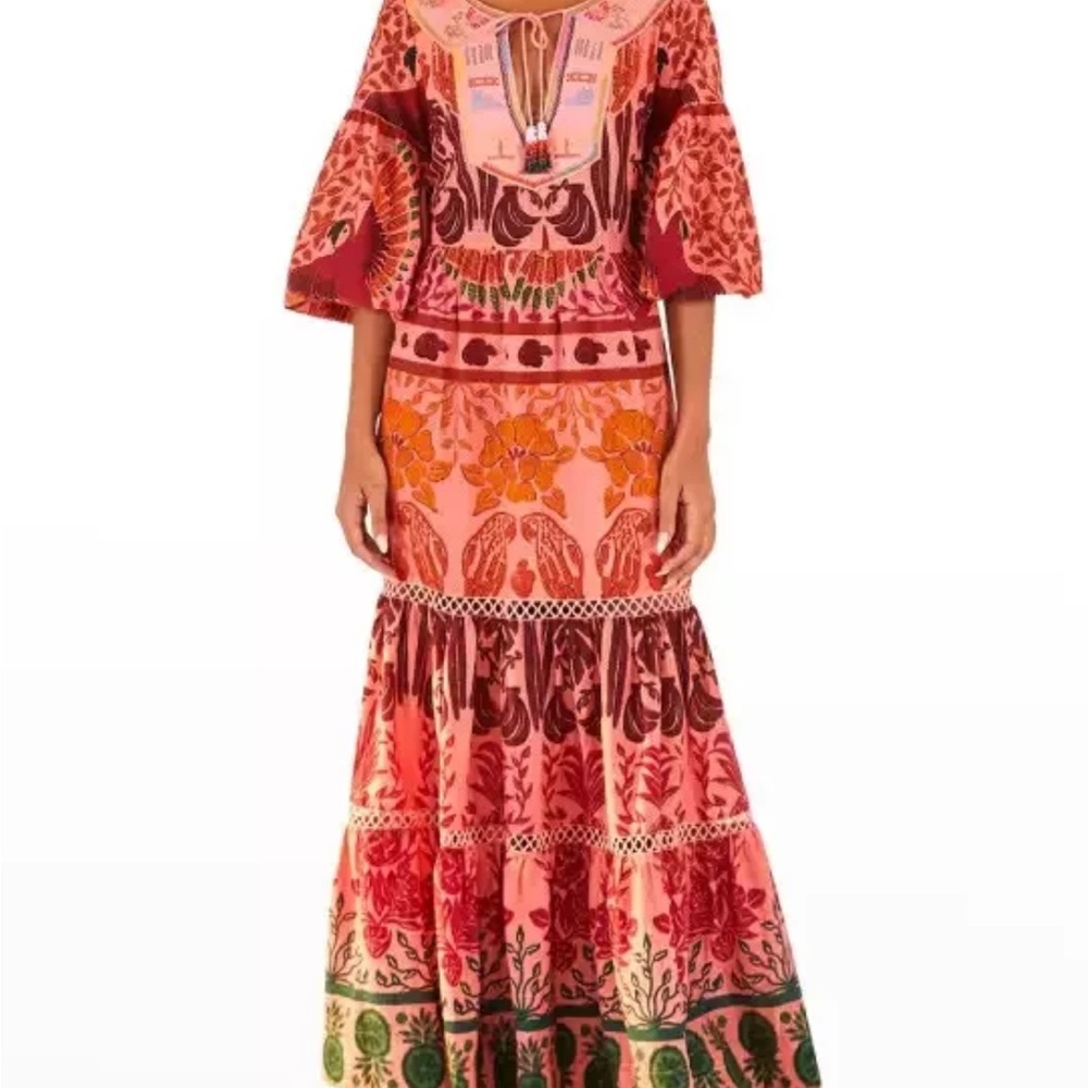 FARM Rio Pink and Red Ruffled Tiered Sundress - Picture 6 of 13